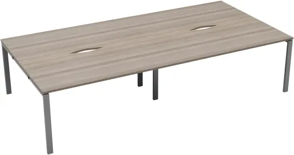 TC Bench Desk, Pod of 4, Full Depth - 3200 x 1600mm - Grey Oak