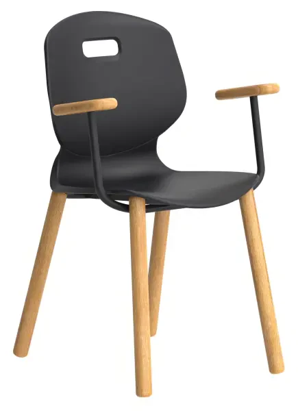 Arc Wooden Chair with Arms - 430mm Height - Anthracite