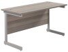 TC Single Upright Rectangular Desk with Single Cantilever Legs - 1400mm x 600mm - Grey Oak