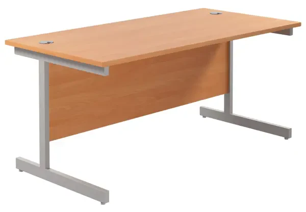 TC Single Upright Rectangular Desk with Single Cantilever Legs - 1600mm x 800mm - Beech