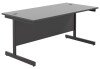 TC Single Upright Rectangular Desk with Single Cantilever Legs - 1600mm x 800mm - Black
