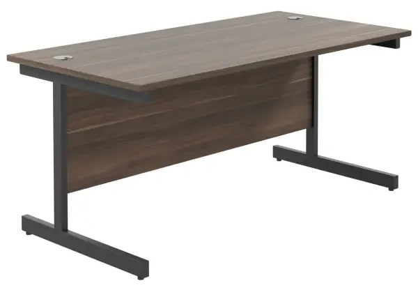 TC Single Upright Rectangular Desk with Single Cantilever Legs - 1600mm x 800mm - Dark Walnut (8-10 Week lead time)