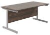 TC Single Upright Rectangular Desk with Single Cantilever Legs - 1600mm x 800mm - Dark Walnut (8-10 Week lead time)