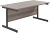 TC Single Upright Rectangular Desk with Single Cantilever Legs - 1800mm x 800mm - Grey Oak
