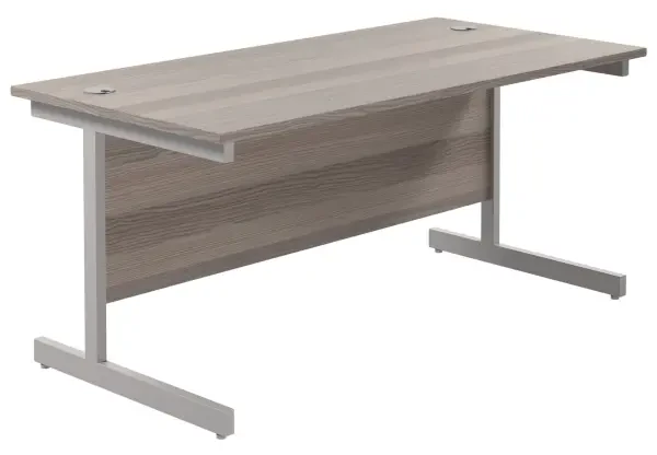 TC Single Upright Rectangular Desk with Single Cantilever Legs - 1600mm x 800mm - Grey Oak