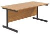 TC Single Upright Rectangular Desk with Single Cantilever Legs - 1600mm x 800mm - Nova Oak