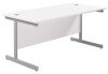 TC Single Upright Rectangular Desk with Single Cantilever Legs - 1600mm x 800mm - White
