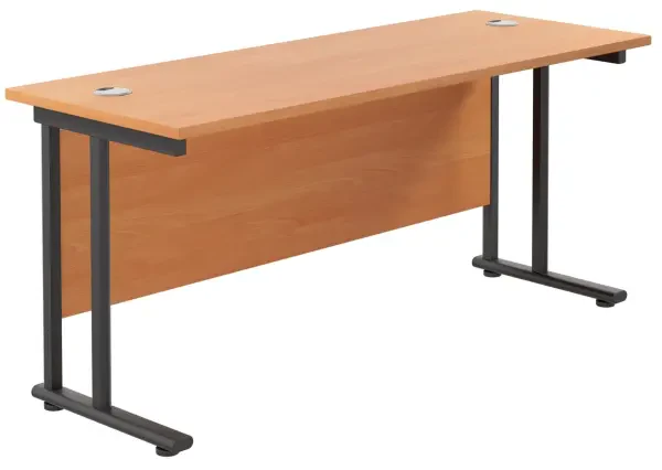 TC Twin Upright Rectangular Desk with Twin Cantilever Legs - 1800mm x 600mm - Beech