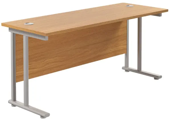 TC Twin Upright Rectangular Desk with Twin Cantilever Legs - 1800mm x 600mm - Nova Oak