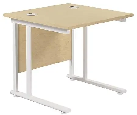 TC Twin Upright Rectangular Desk with Twin Cantilever Legs - 800mm x 800mm - Maple (8-10 Week lead time)