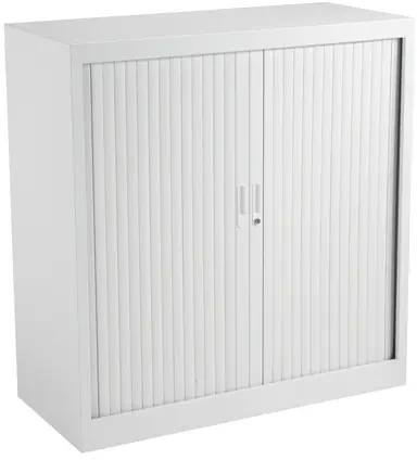 TC Talos Metal Tambour Cupboard with 2 Shelves - 1050mm High - White